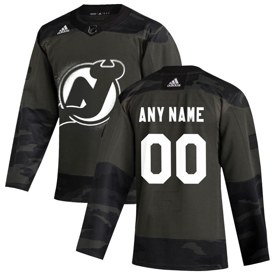 New Jersey Devils Adidas 2019 Veterans Day Authentic Custom Practice NHL Jersey Camo->customized nhl jersey->Custom Jersey